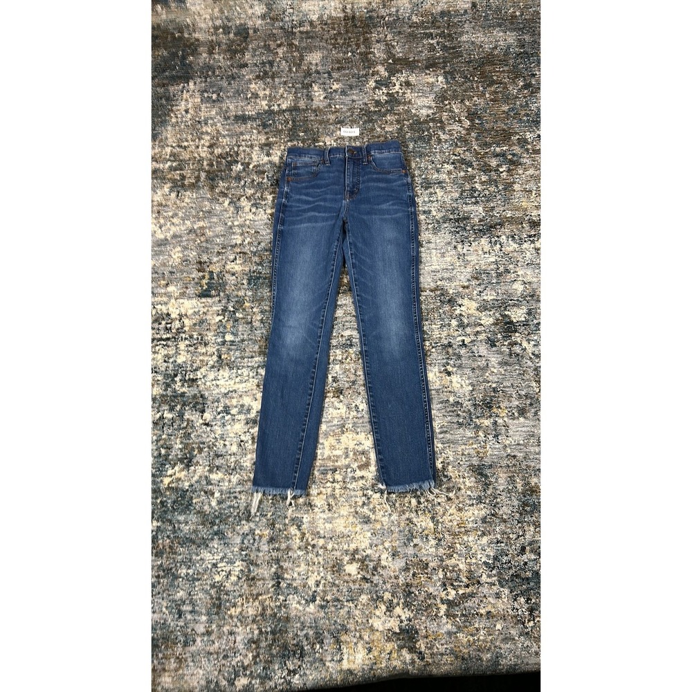 Madewell 10 High-Rise Skinny Jeans Medium Indigo Raw Hem 26